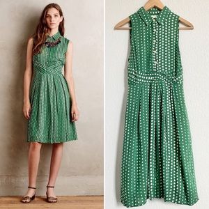 Anthropologie 11.1.TYLHO Green Polkadot Dress M